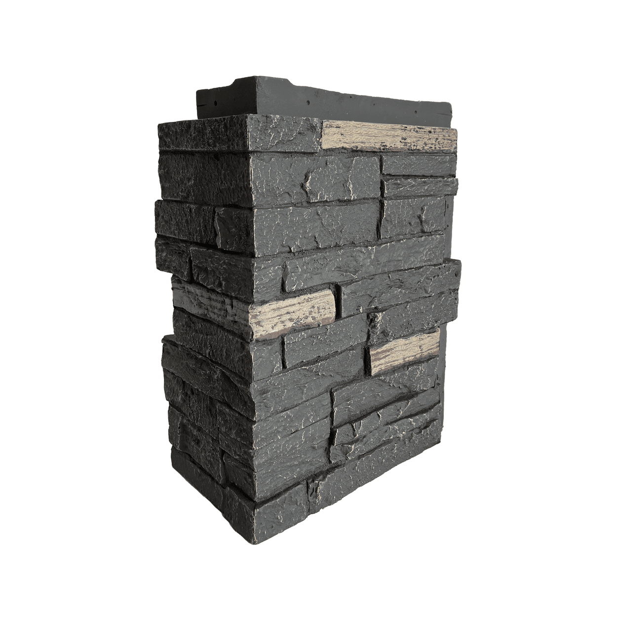 Midnight Ash: Slatestone Outside Corner:  5.17 lnft per box/ 4 pieces/ 2 right and 2 left