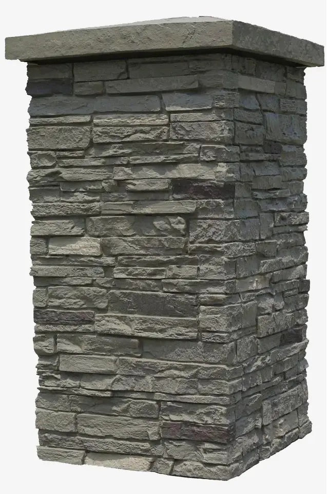 Onyx : Enveloppe de colonne en ardoise 30" : 30" de hauteur, 1 3/4" d'épaisseur : dimensions extérieures 16" X 16" : une enveloppe de colonne de 4 pièces par boîte 