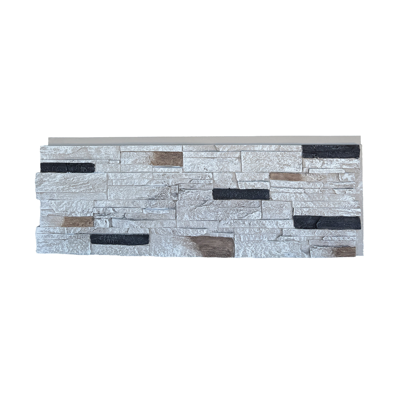 Dover White: Country Ledgestone Flat Panel: 15 1/2" high, 43 1/2" wide, 1 1/2" thick: 4 pieces per box: 16.96 sqft coverage per box: sold by the full box